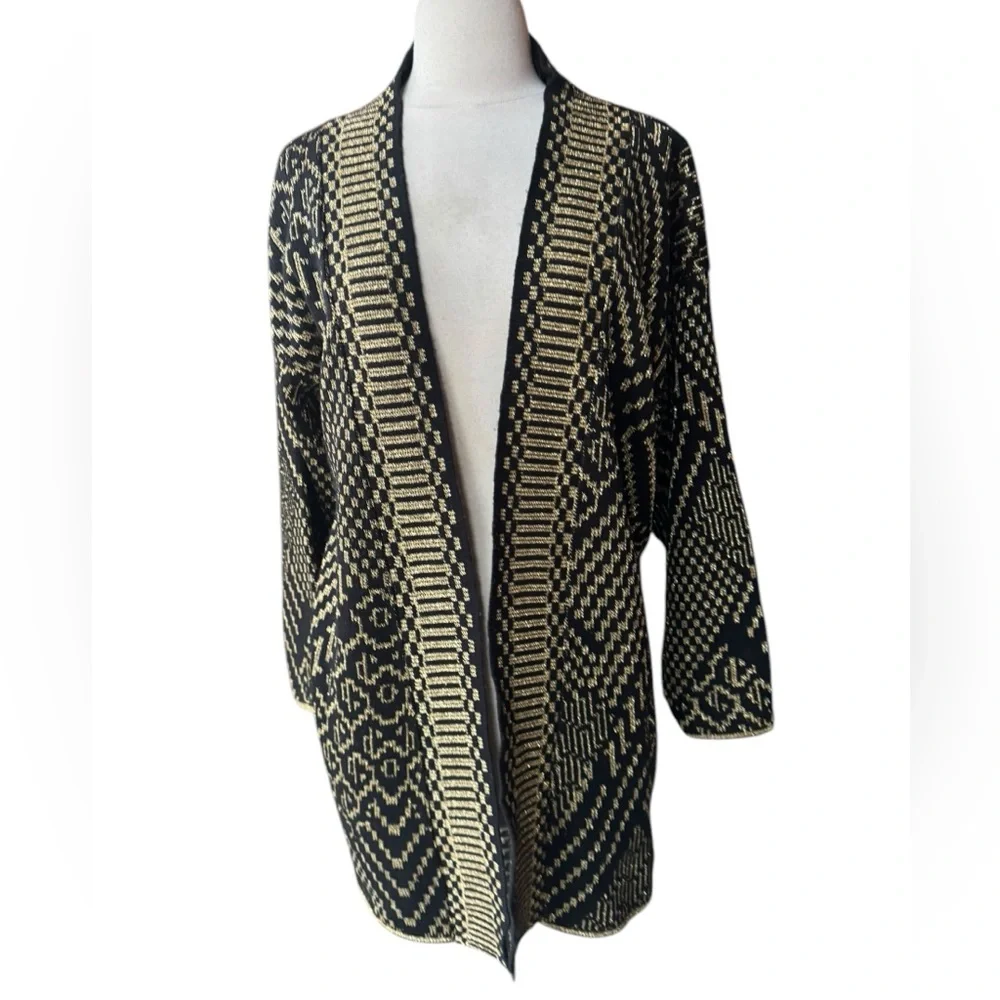 Vintage Carriage Court‎ Gold Metallic Open Cardigan